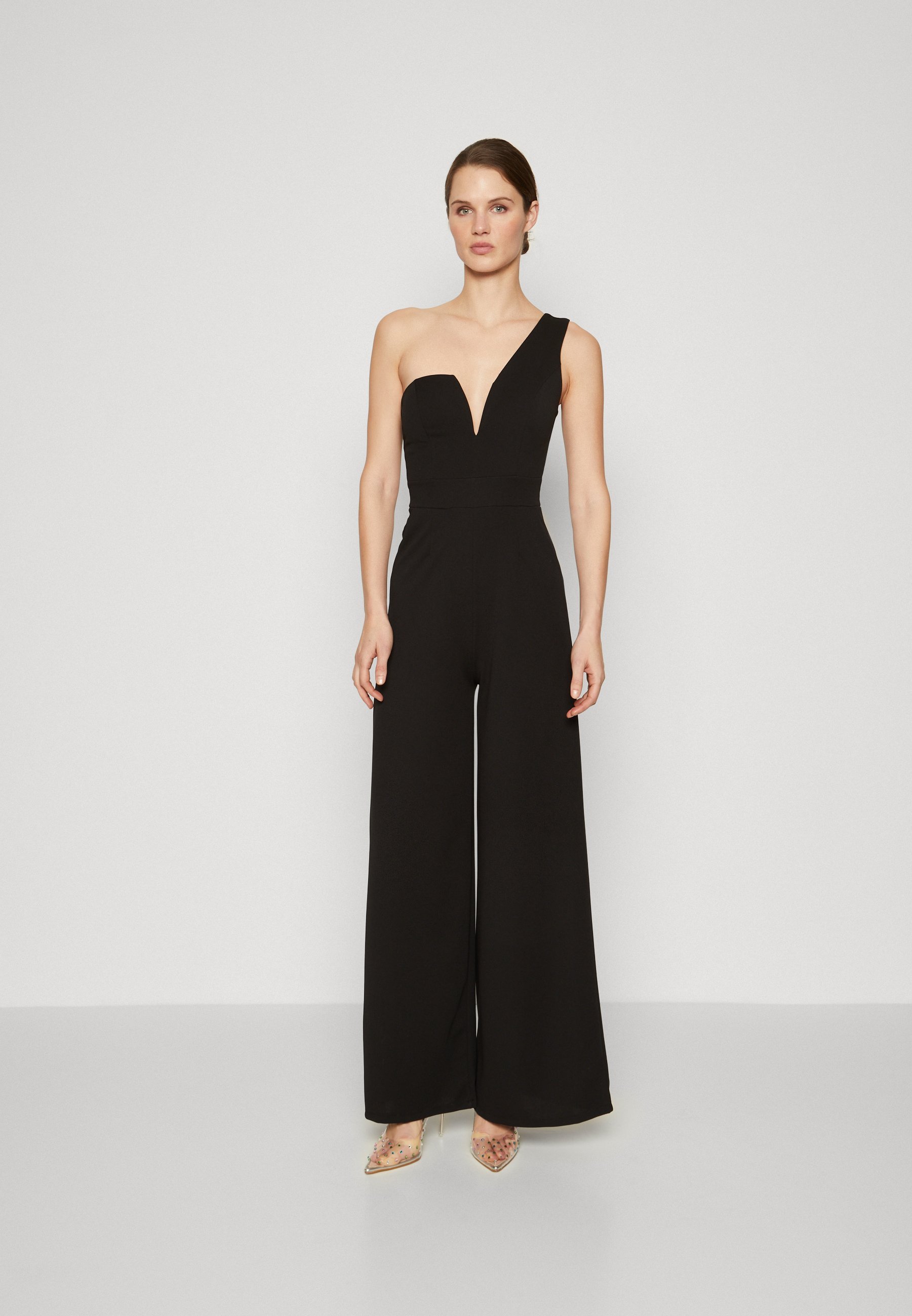 Tuta intera WAL G TALL WEDDING FLEUR ONE SHOULDER - nera