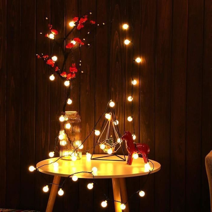 Guirlande Lumineuse Intérieur/Extérieur Couleur Blanc Chaud - 4.5M 50 LED étanche IP44 - pour Jardin/Mariage/Fête/Décoration de