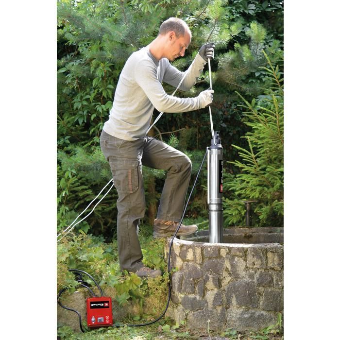 Einhell Pompe immergée de forage GC-DW 1300 N (1300W, Hauteur de refoulement 65m, immersion 20m, Raccordement tuyau 47,8mm)