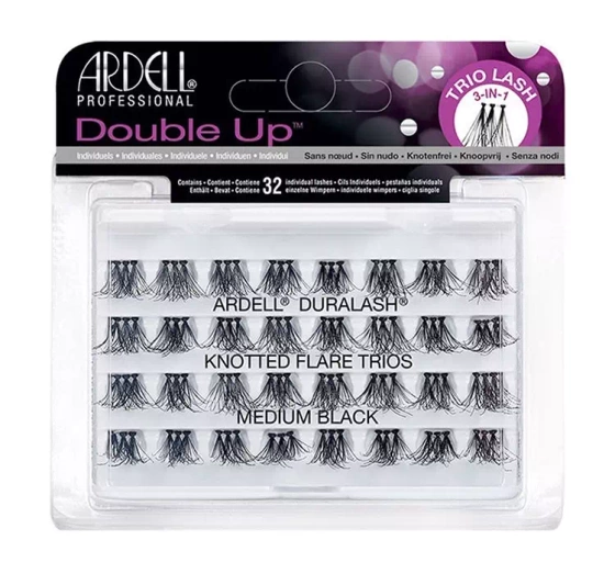 Ardell Double Up sztuczne rzęsy w kępkach z węzełkami Trios Medium 32 sztuki