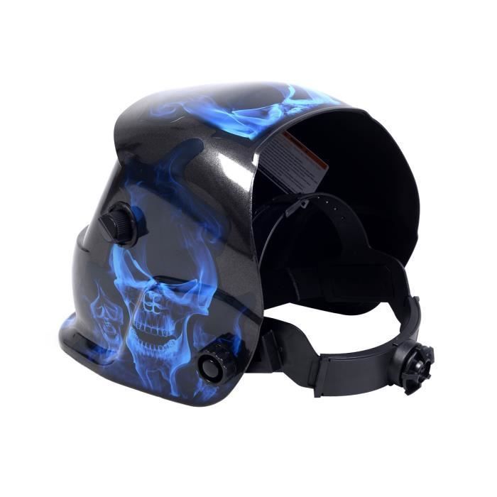 Variable Darkening Blue Skull Welding Mask with Auto-Darkening LCD Filter for ARC TIG MIG Welders