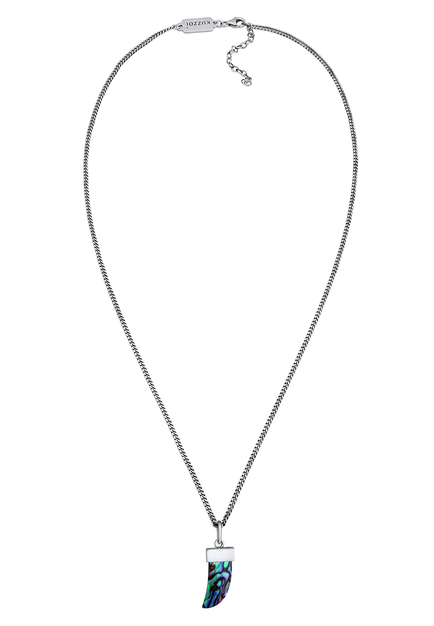 KUZZOI Pendentif Dent d'Homme en Ormeau avec Perles de Coquillage en Argent Sterling 925