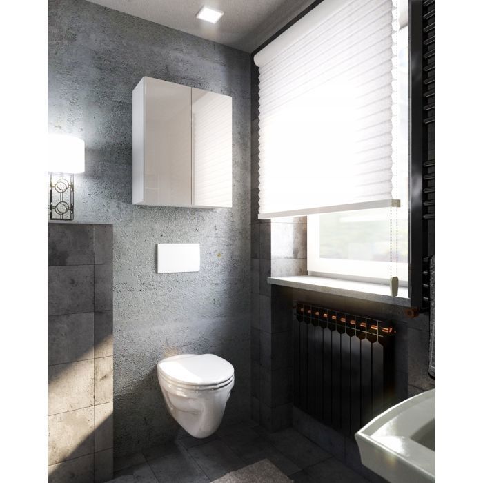 Wall-mounted bathroom cabinet - Storage unit for laundry and washing machines, matte and glossy finish, 60x80x30 cm