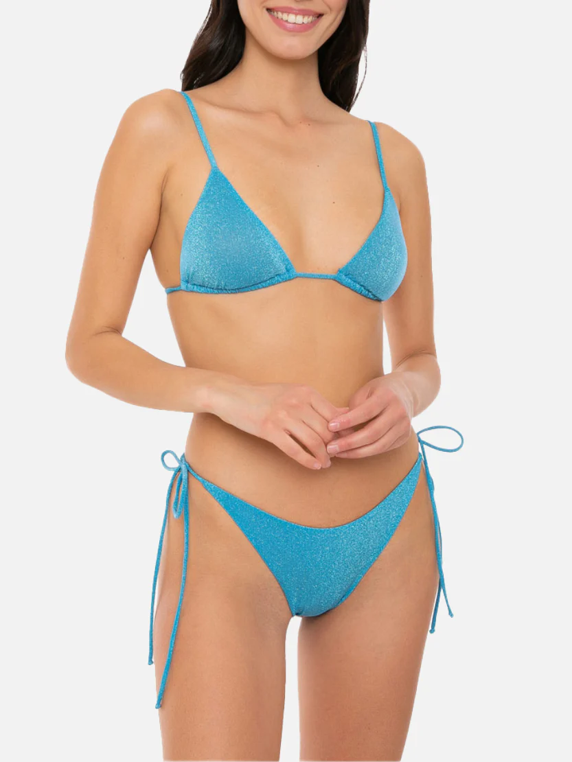 Lichtblauwe lurex driehoekbikini