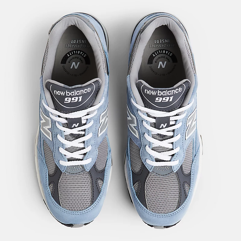 Męski malli MADE in UK 991v1 – Dusty Blue ze stopem i przydymioną perłą