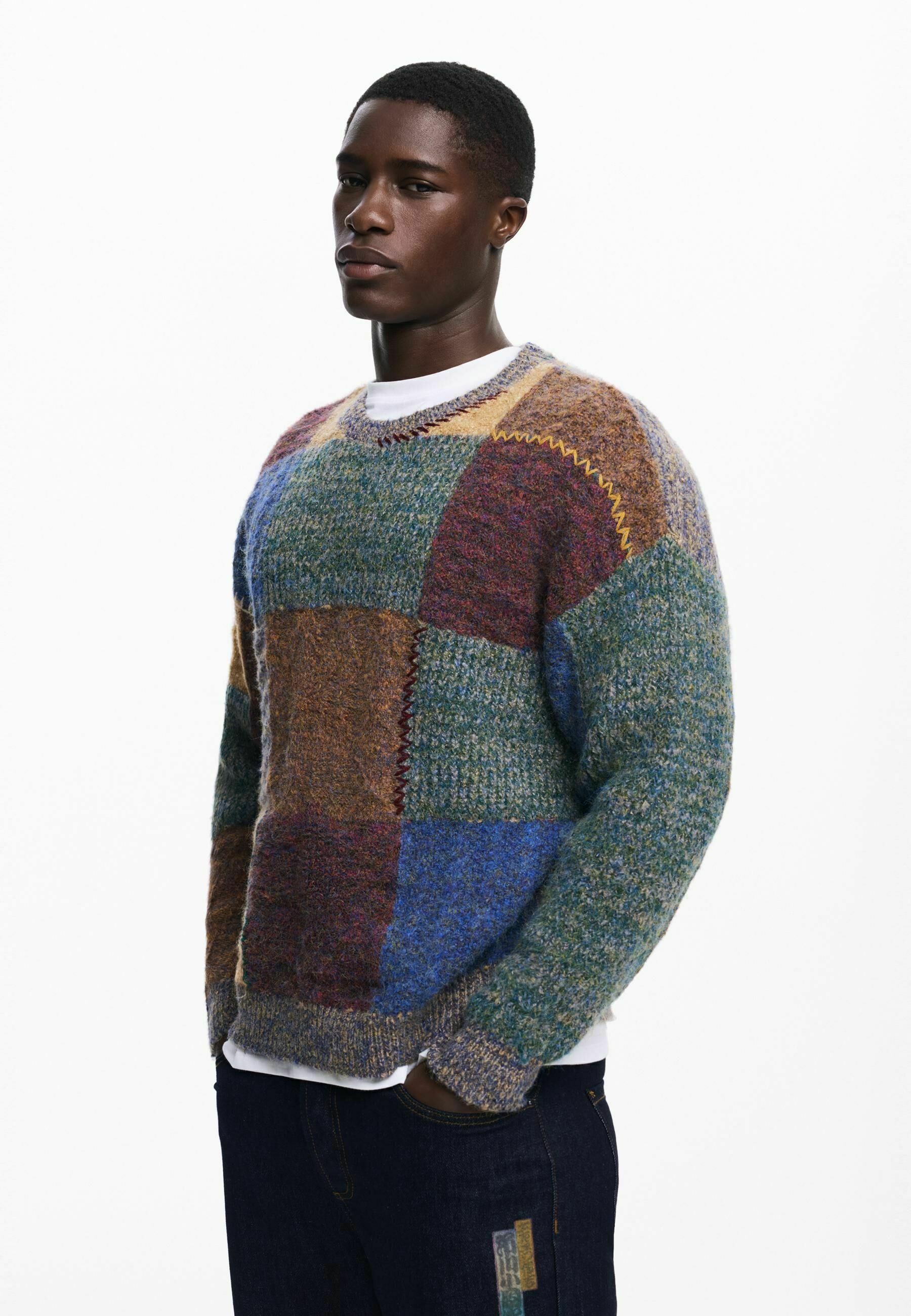 Desigual Dikke Patchwork Trui - meerkleurig