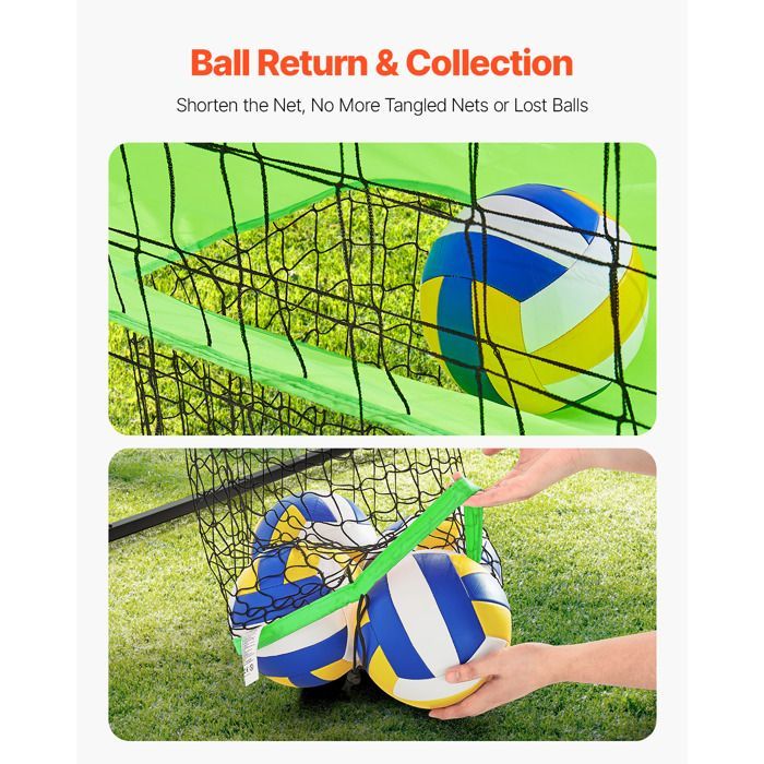 Portable Volleyball Net - VEVOR - Height Adjustable Volleyball Training Net with Ball Return