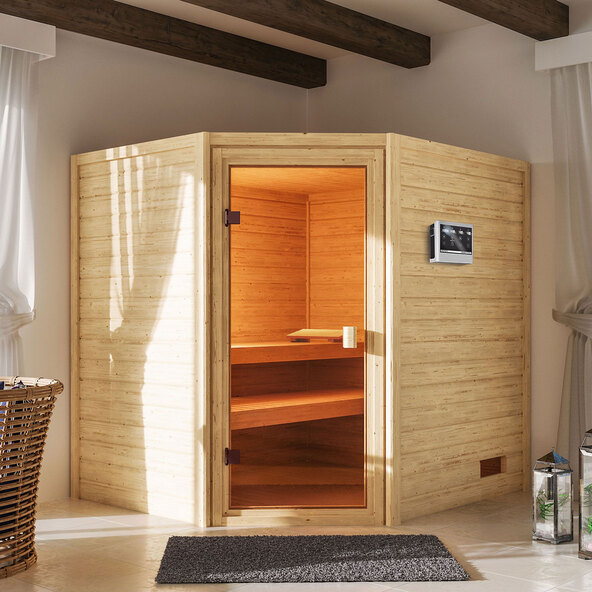 Set de saună Vera, finisaj natural, cu încălzitor de 4,5 kW