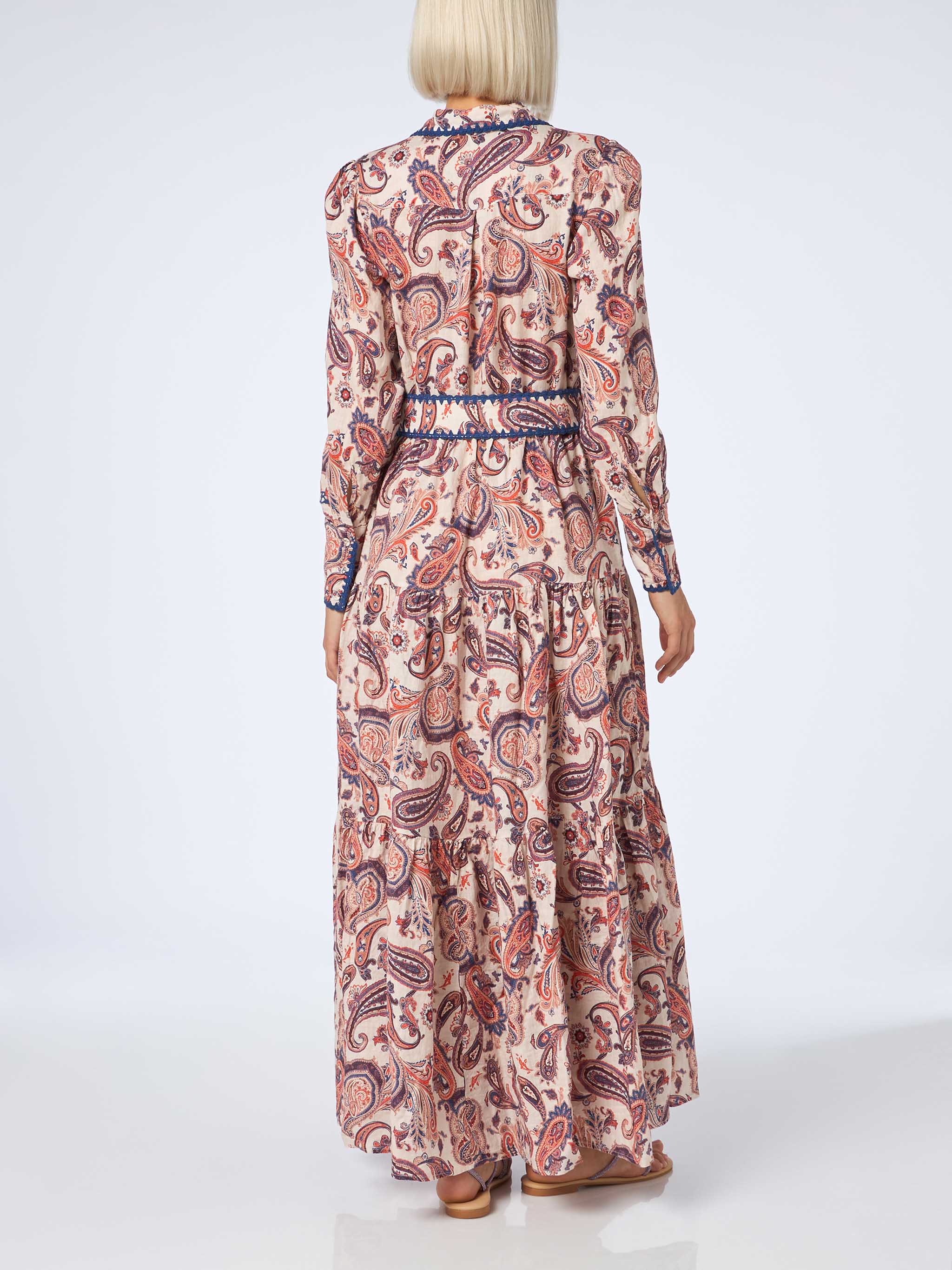 Marbella Leinenkleid für Damen mit Paisley-Muster