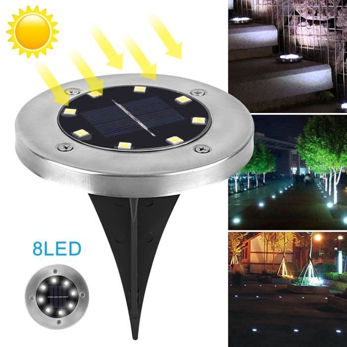 Timesquare: luz solar exterior impermeable de 8 LED para jardín y caminos subterráneos.