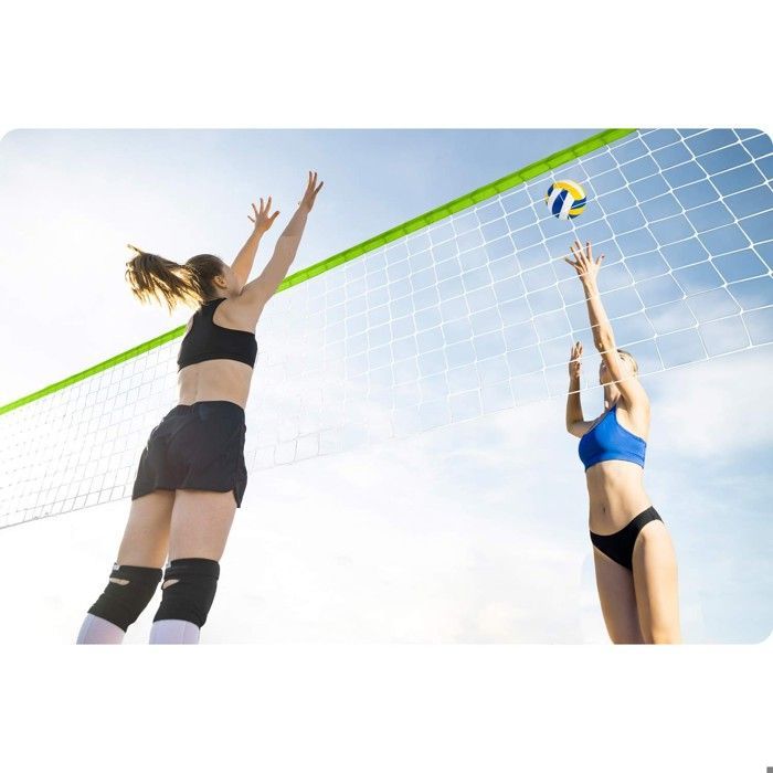 Red de voleibol y bádminton - JANSHOP - 570 cm - Altura regulable - Postes de acero - Red de PE