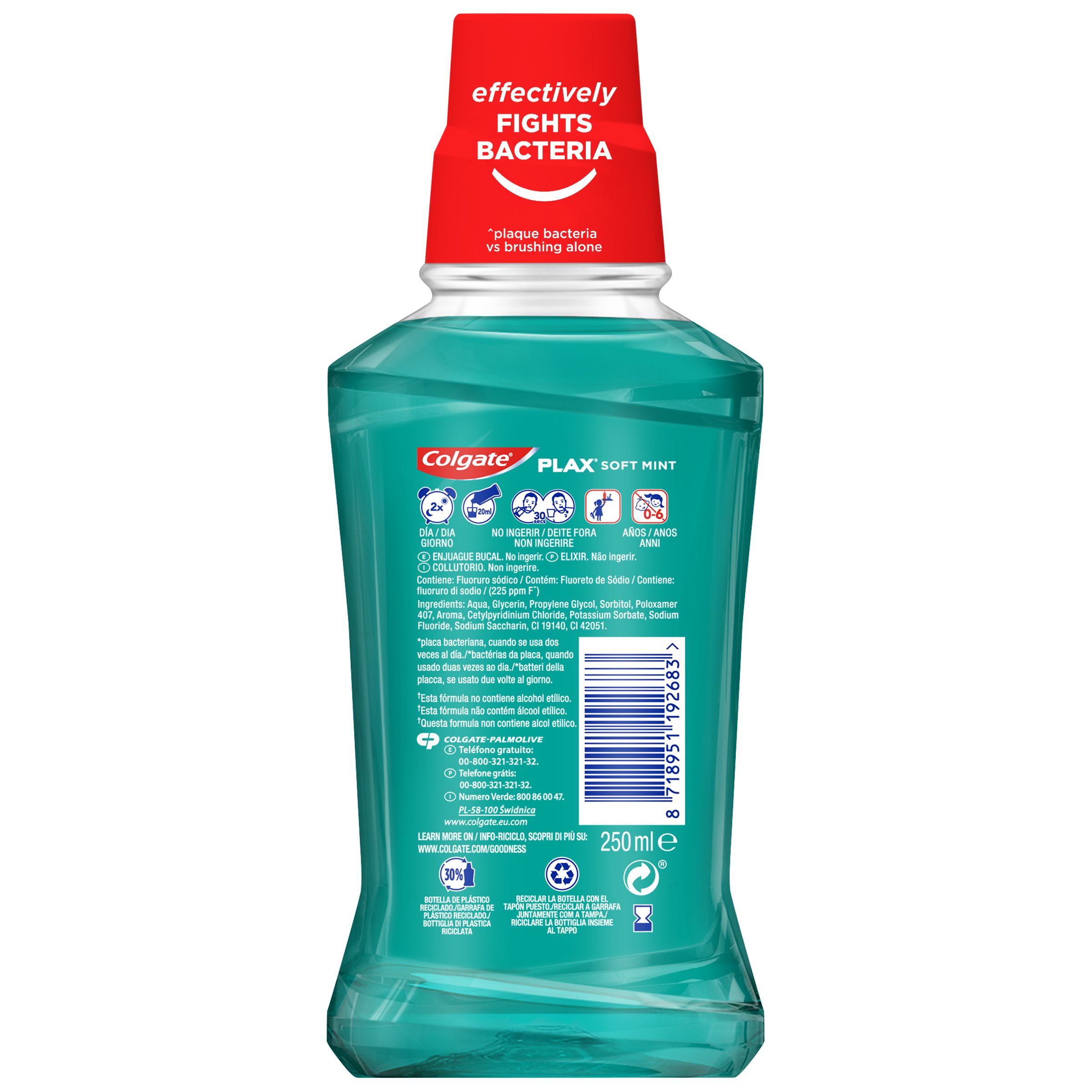 „Plax Soft Mint“ burnos skalavimo skystis, 24 val. apsauga nuo bakterijų Burnos skalavimo skysčiai ir skalavimo priemonės