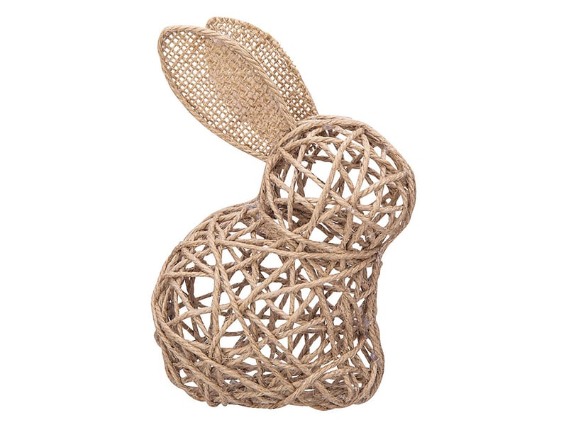 Figurka dekoracyjna Zając wyplatany 15 cm beżowa