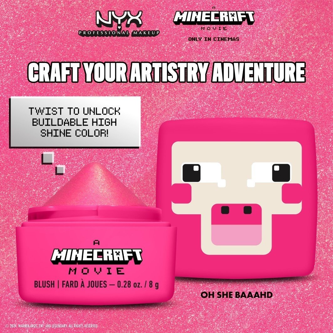 NYX Professional Makeup Blush Minecraft kolekcia – film z filmu Minecraft – lícenka Cheeky Mob Balms – 1 kus