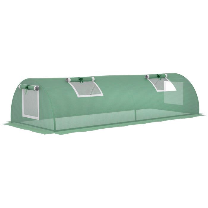 Mini Tunnel Greenhouse - Outsunny - 4 Roll-Up Mesh Doors - High-Density PE Steel 140 g/m² UV Resistant - 200x80x45cm - ver
