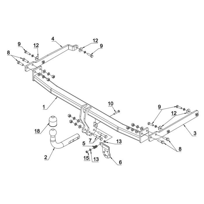 Engate de reboque tipo pescoço de cisne para Renault Grand Scenic 2 (03/04-04/09) + kit de fiação universal de 7 pinos - Auto-Hak