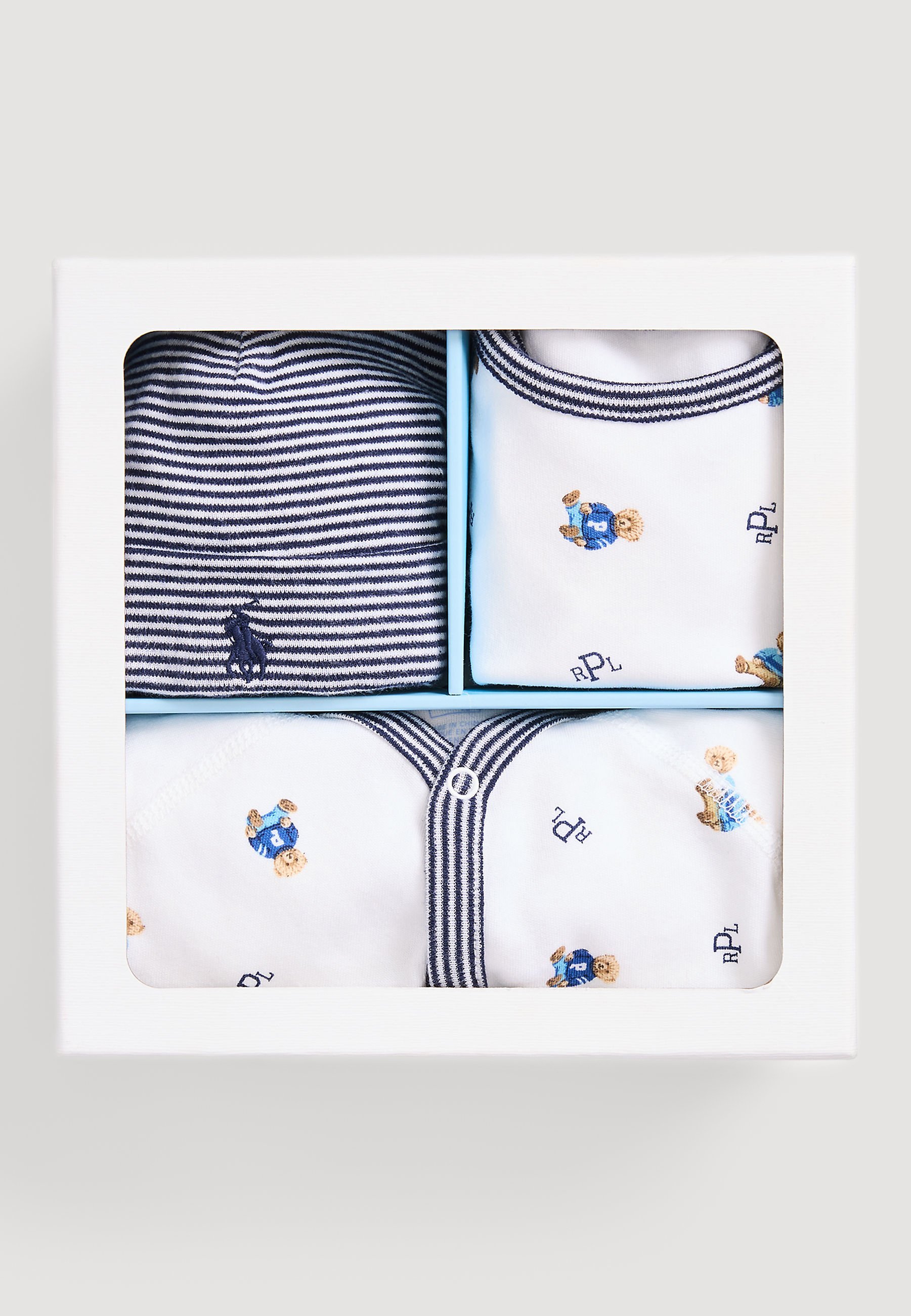 Polo Ralph Lauren POLO BEAR KATOEN 3-DELIGE CADEAUSET - Jumpsuit - wit/verfijnd marineblauw