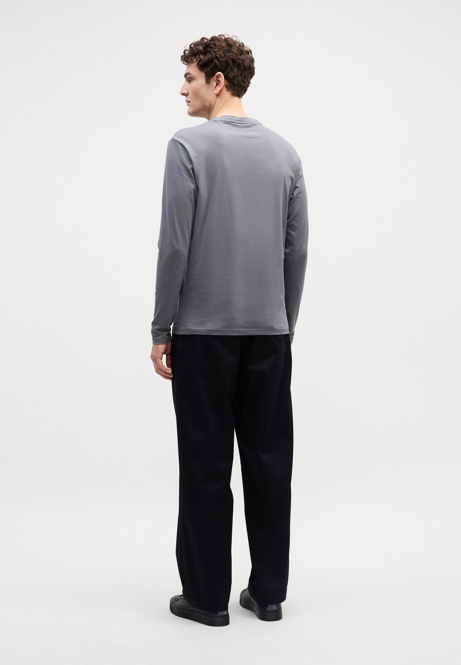 BOSS top met lange mouwen - open grijs