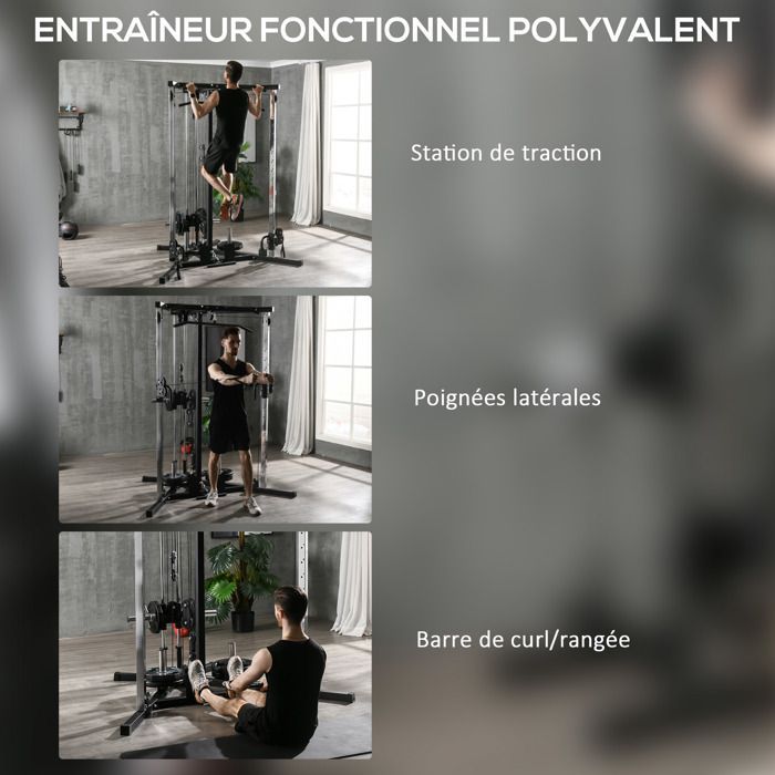 SPORTNOW Multifunktions Power Station - Pull-Up Bar - Justerbar træningsstation med 15 positioner - Sort