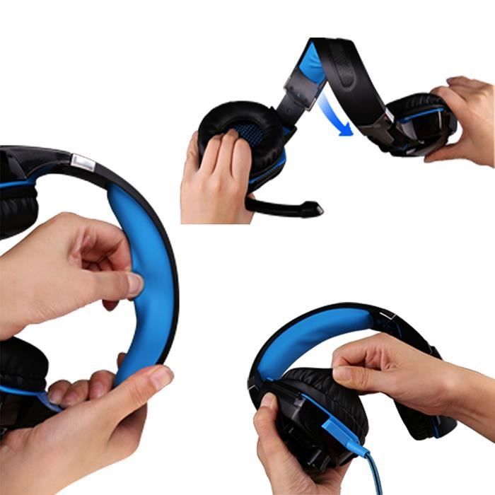 Auriculares para juegos FUIENKO G2000 - Auriculares para juegos con audio estéreo de graves profundos - Cancelación de ruido - Negro y azul