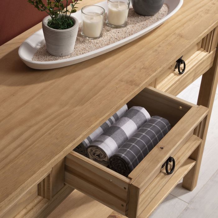 IDIMEX Console Meuble SALSA Table d'appoint en Bois, Meuble de Rangement Entrée ou Salon, avec 3 tiroirs, en pin Massif