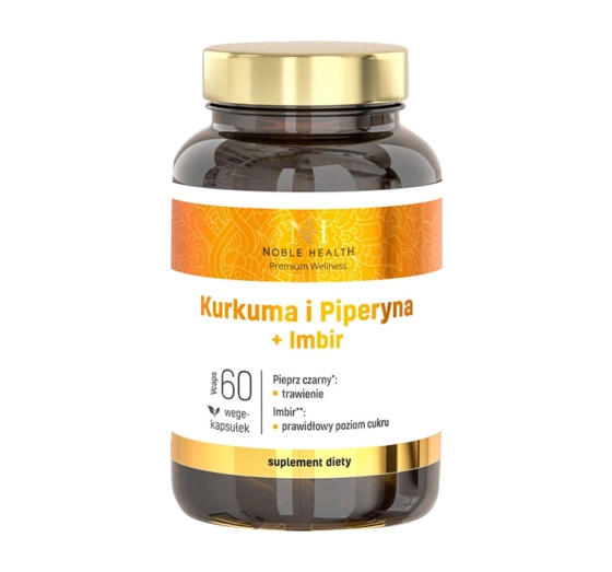 NOBLE HEALTH SUPLEMENT DIETY KURKUMA I PIPERYNA Z IMBIREM 60 KAPSUŁEK