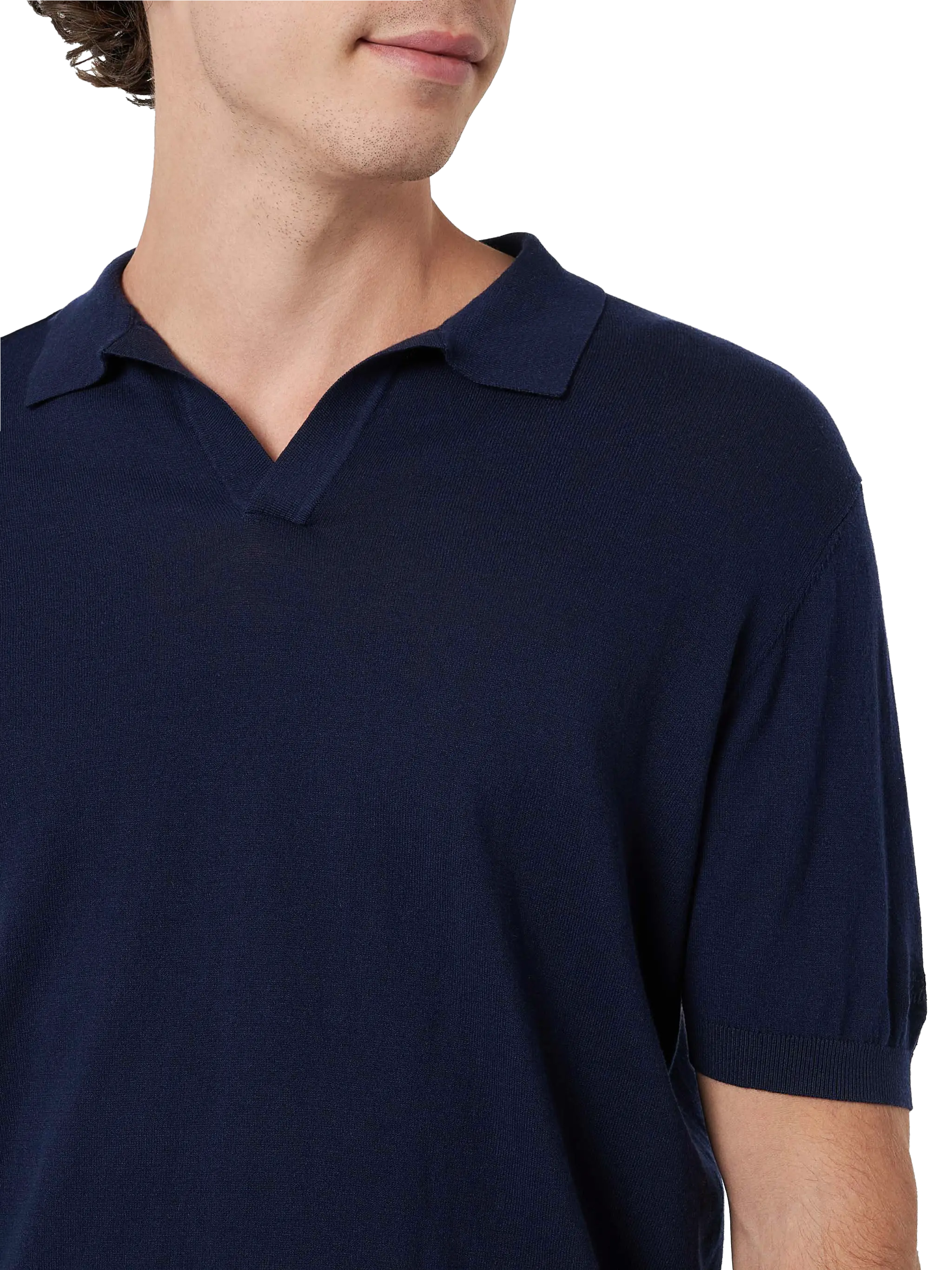 Sloan polo zonder knoopjes in marineblauw gebreid