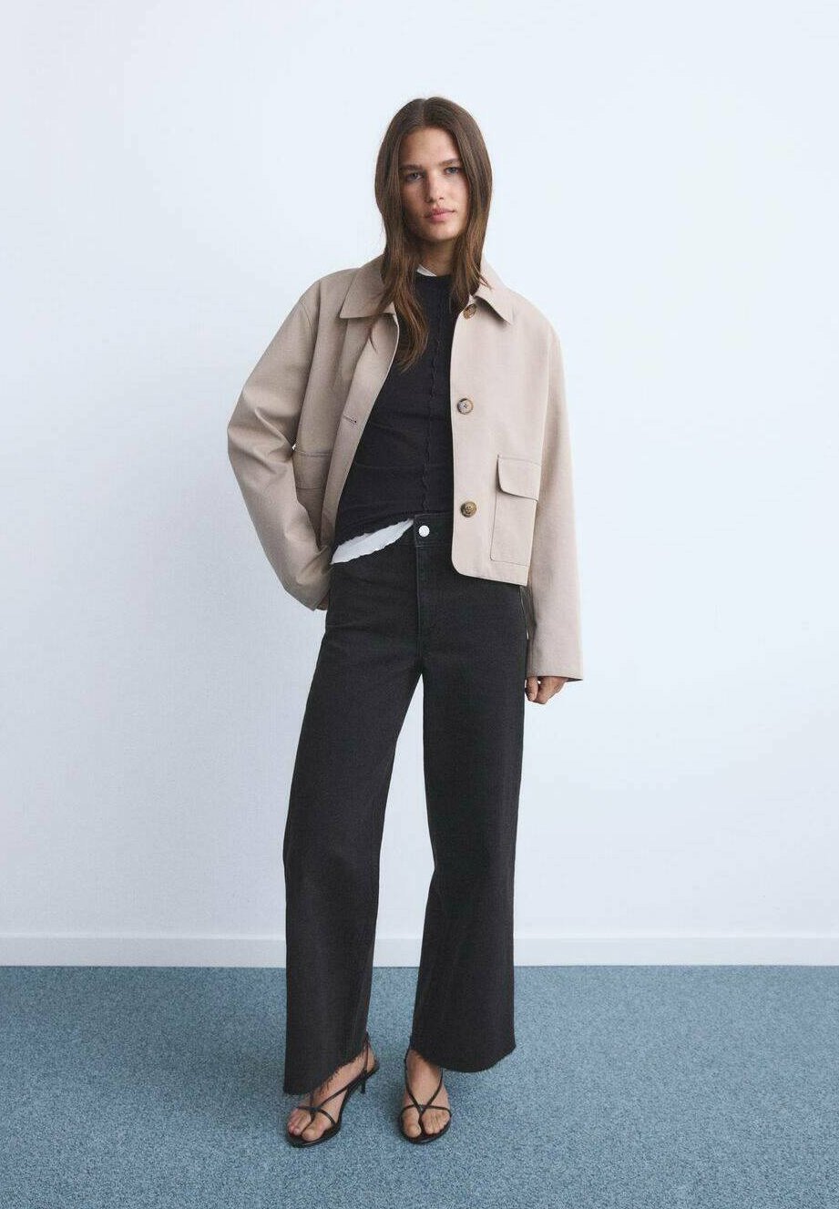 Jean évasé taille haute Mango CATHERIN CULOTTE - denim noir
