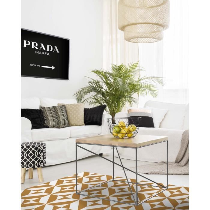 Senfgelber geometrischer Panorama-Vinylteppich 40x80 cm - PVC-Teppich für Küche, Büro und Wohnzimmer