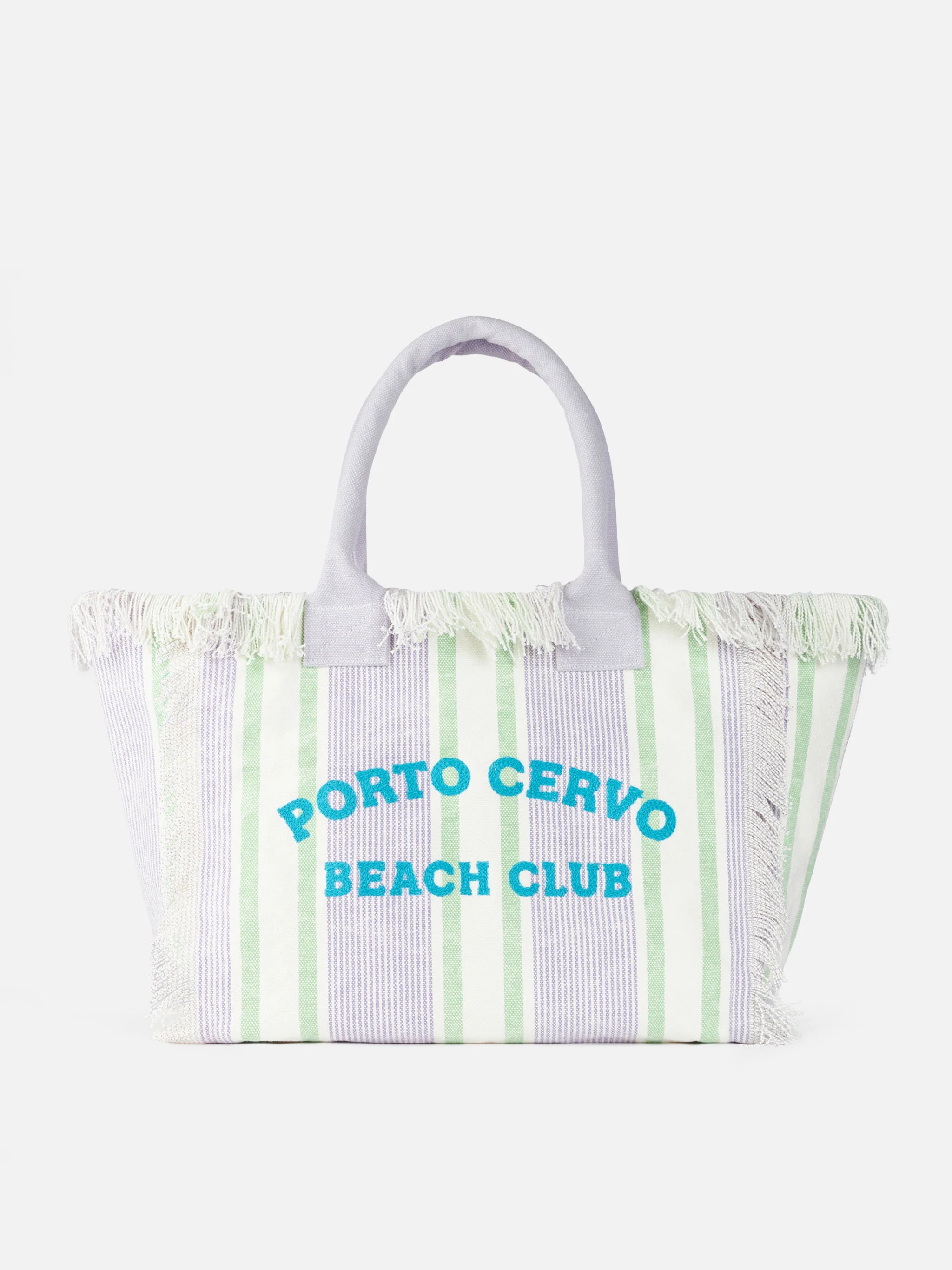 Porto Cervo Beach Club prugasta pamučna platnena torba za šminku