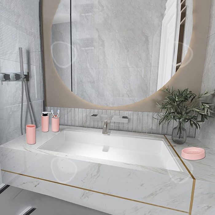 Accesorios de baño C 6 piezas Cubo de basura con tapa galvanizada Soporte para cepillo de dientes y juego de inodoro Fácil de