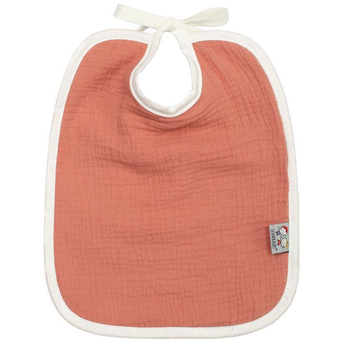 Sevira Kids | Bavaglino Jeanne in garza di cotone con laccetti - Grigio e verde - Neonato - Prodotto in Francia