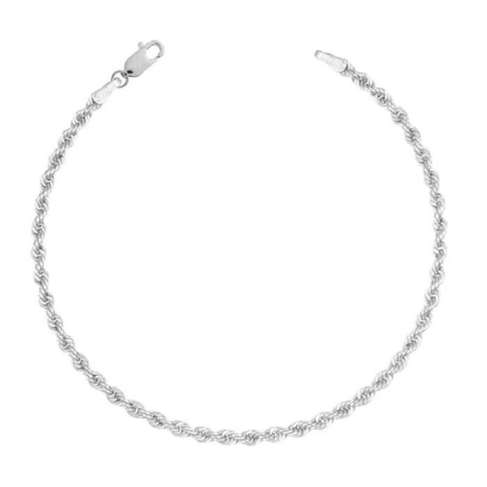 Pulsera de plata de ley 925 rodiada - Eslabón de cuerda de 3 mm - L'ATELIER D'AZUR - Mujer - Plata