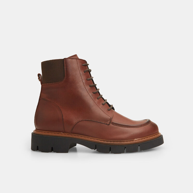 Bata Flexible dames enkellaarsjes van leer met vetersluiting