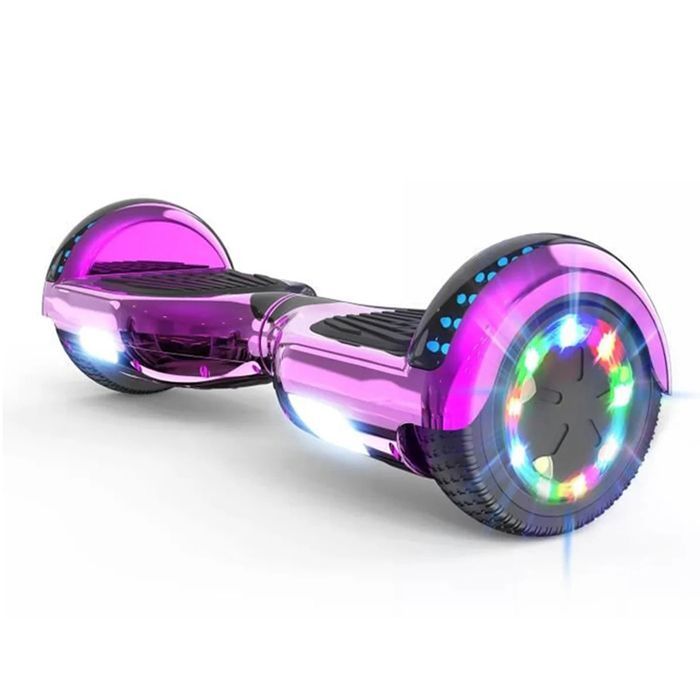 6.5 Inch Chrome Pink Hoverboard with Bluetooth Speaker, Multicolor LEDs, Remote Control, Free Carrying Bag