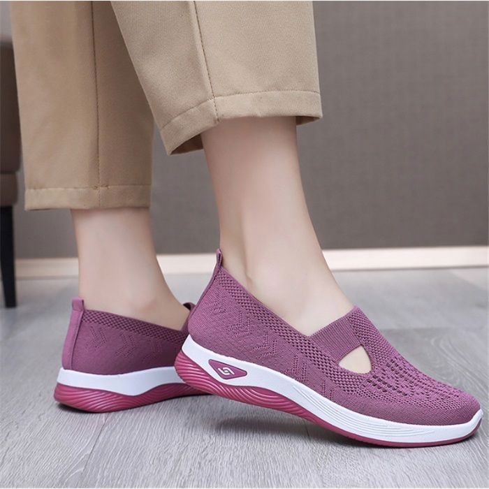 Zapatillas de senderismo, calzado ortopédico para mujer, zapatillas sin cordones para mujer, zapatos de plataforma para caminar, color rosa.