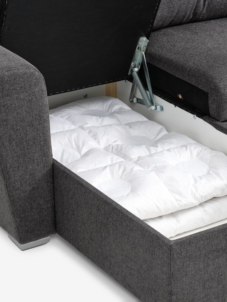 VEJLBY Sofa na razvlačenje s ležaljkom VEJLBY tamno siva tkanina