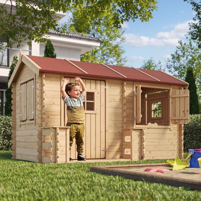 Maison en bois pour enfants - Timbela M503 - Extérieur - 175x235xH151cm