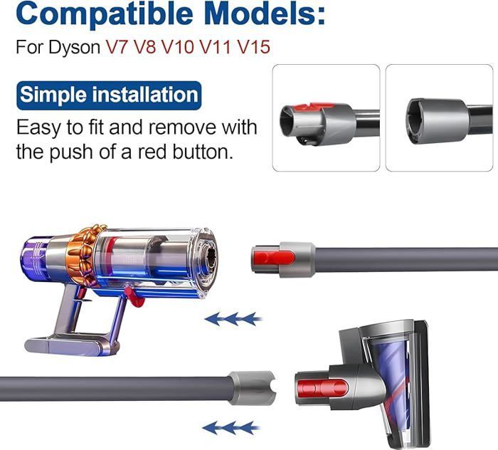 Verlengbuis - VUSZR - Compatibel met Dyson V7 V8 V10 V11 V15 - 73 cm - Zwart - Accessoire voor stofzuiger