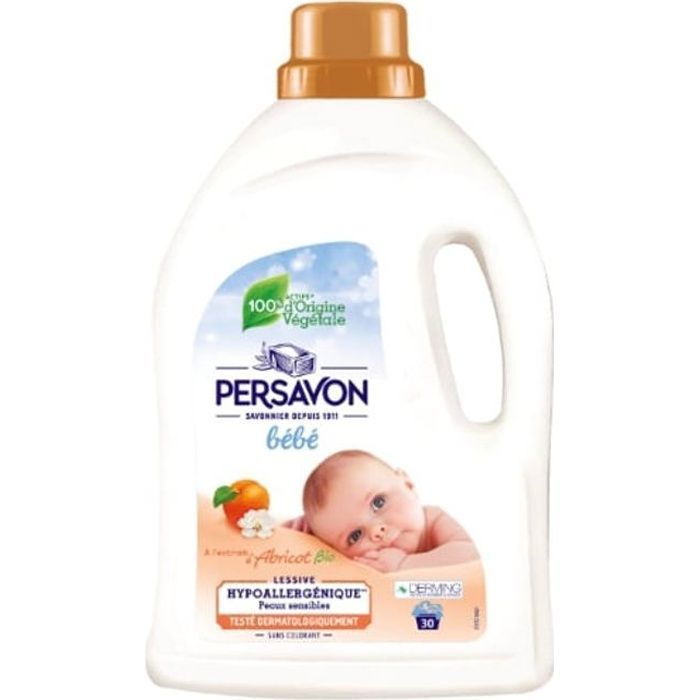 Detergente líquido para ropa de bebé PERSAVON con aroma a leche de albaricoque orgánica, botella de 1,5 L