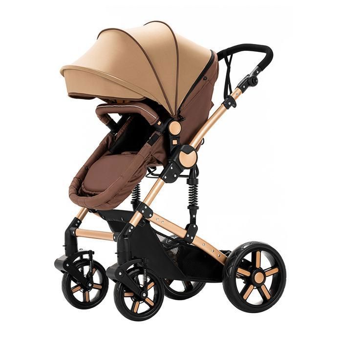 Magic ZC Stroller, 3-in-1 Stroller, Compact Folding Stroller, Up to 15KG, With Large Basket, Aluminum Alloy Frame, Khaki