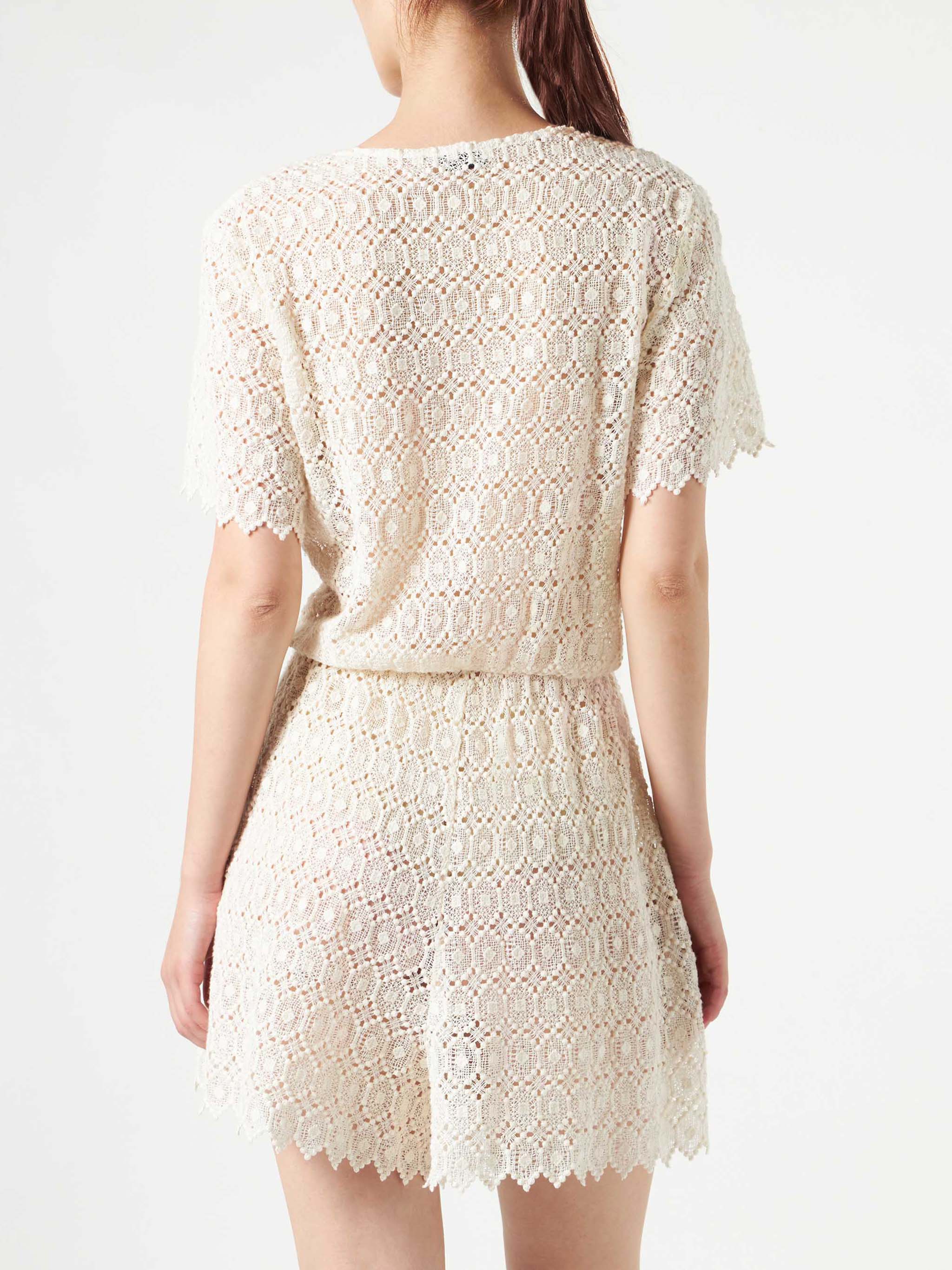 Cremefarbener Spitzen-Playsuit