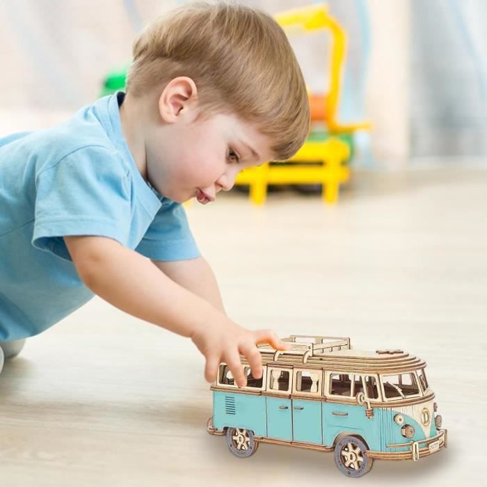 Puzzle 3D - Kit di modellismo - Autobus in legno - Da costruire - Per bambini - Dagli 8 anni in su