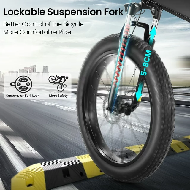 Funcid Elektrofahrrad, 26x4 Fatbike-Elektrofahrrad für Erwachsene, 500W E-Bike, faltbares elektrisches Mountainbike für Erwachsene mit 48V 10Ah Akku