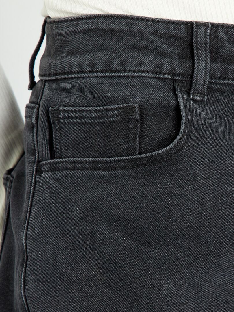 Calça jeans Mom de cintura super alta - L32 - PRETA