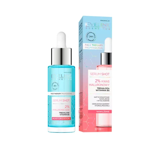 Eveline Cosmetics Serum Shot 2% kwas hialuronowy nawilżające serum do twarzy, szyi i dekoltu 30 ml