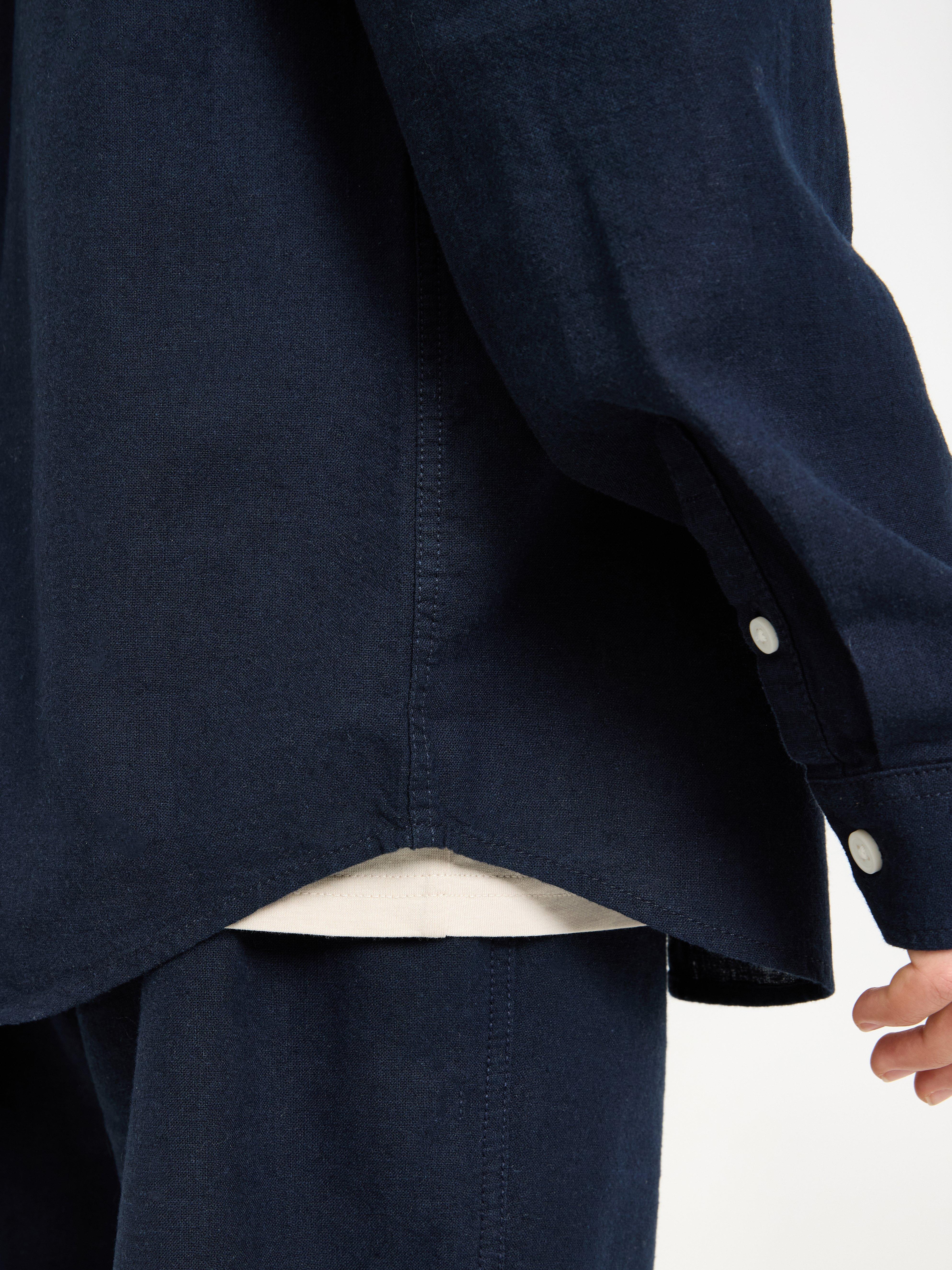 Skjorta i linneblandning Dark Navy