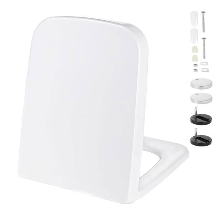 Asiento de inodoro con cierre suave, asiento de inodoro cuadrado, taza de inodoro universal con cierre suave, instalación