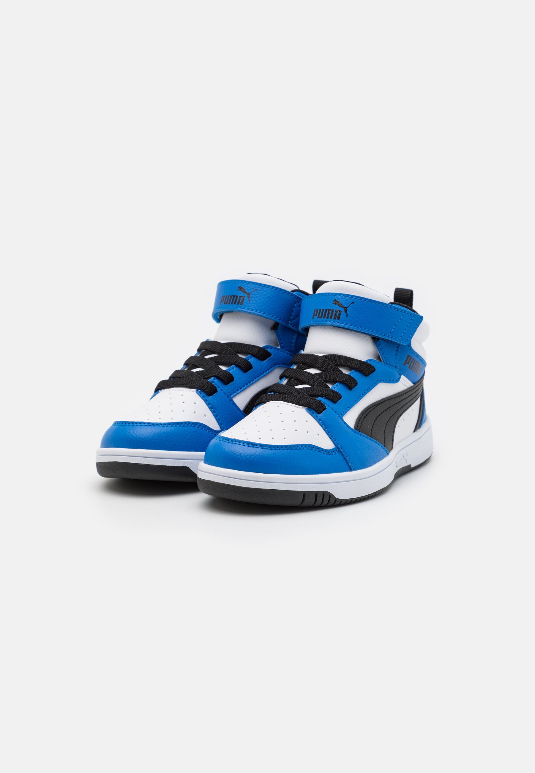 Puma REBOUND V6 MID UNISEX - Trampki wysokie - biały/czarny/niebieski wyścigowy