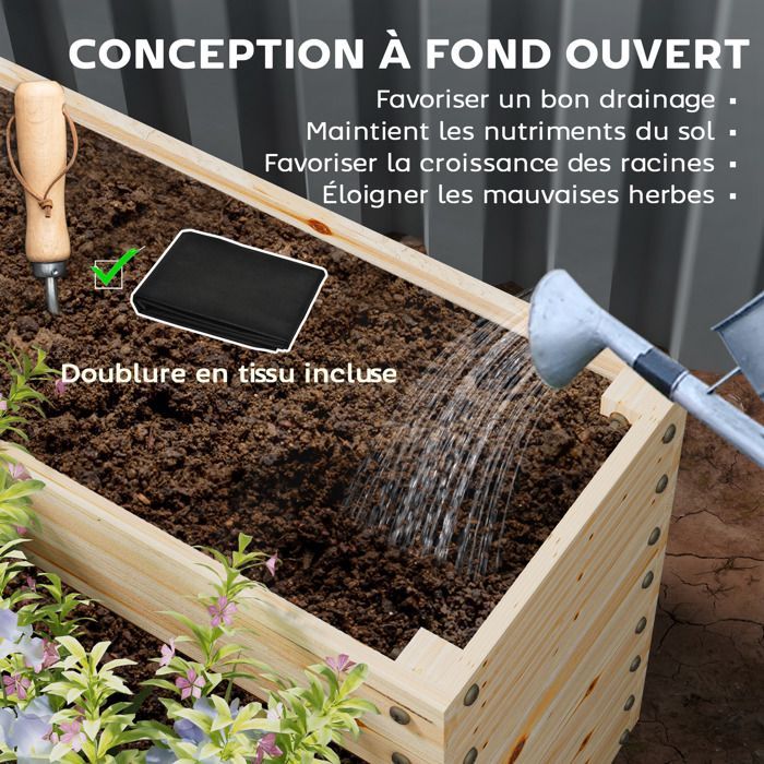 Garden Raised Garden Bed - Outsunny - Bottomless - 4 Tiers - for Herbs, Vegetables, Fruits, Flowers - 113 x 113 x 46 cm - Natural Wood